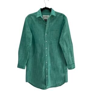 Frank & Eileen Mary Classic Shirtdress in Green 100% Cotton Size XS Mini Length